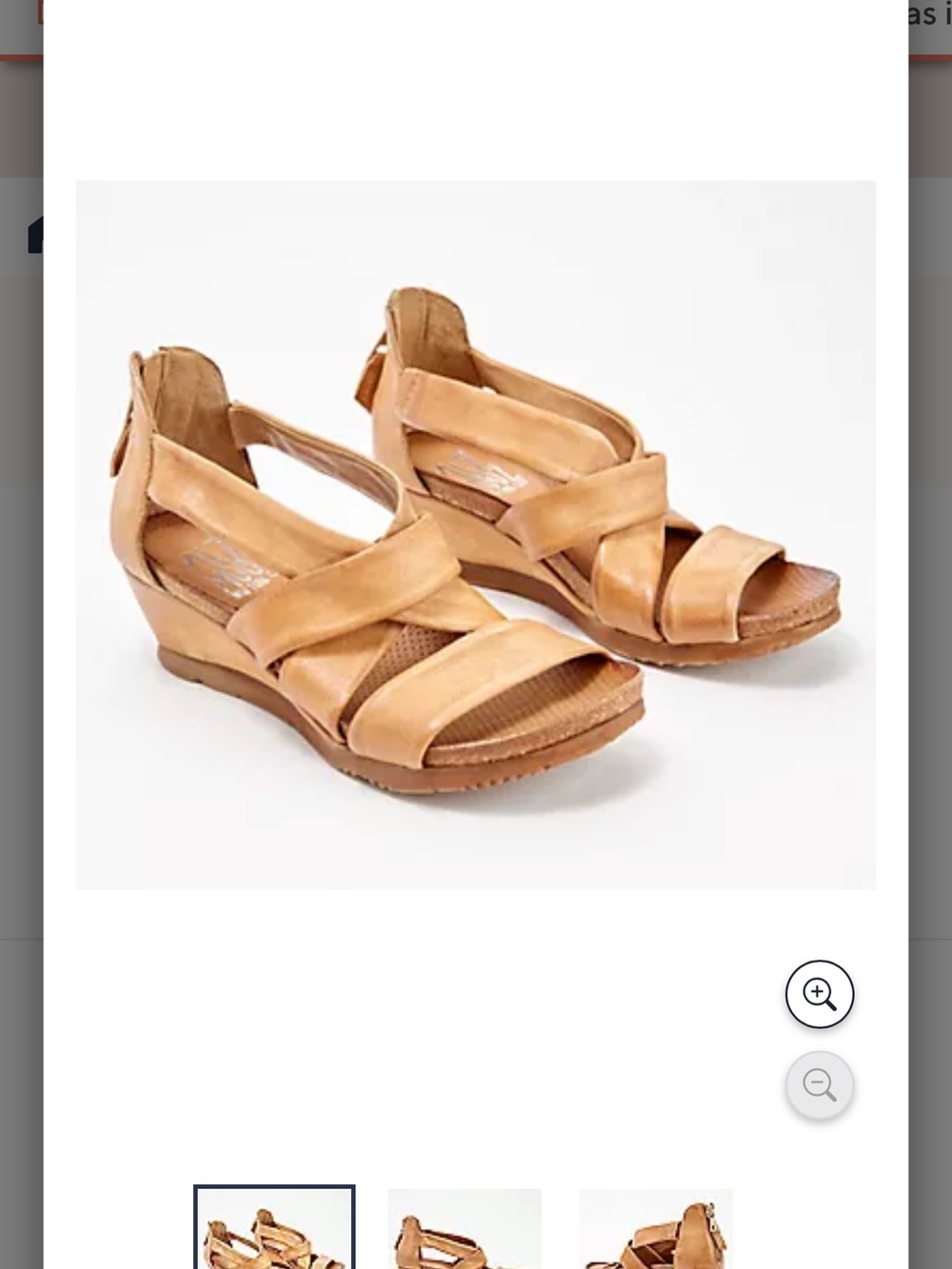 Miz Mooz Tan Leather Strap Wedge Sandals